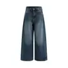 2026 Nuevos Jeans Americanos Retro Lavados y Cosidos de Cintura Alta, Holgados de Pierna Ancha para Mujer Otoño/Invierno Dropshipping