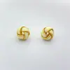 Aretes de Bola Tejida Florales Vintage para Mujer, Versátiles, Pequeños, Sencillos, Versátiles, Estilo de Alta Gama para Mujer