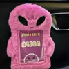 Libro Rojo Mismo Estilo Perrito Batido Peluche Porta Tarjetas para Tarjeta de Comida y Tarjeta de Autobús 3 Pulgadas Pequeño Almacenamiento de Tarjetas Estuche Protector Bolso Colgante