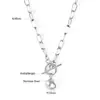 Colar com Pingente de Coração Transfronteiriço Tendência Corrente de Clavícula Estilo Ins Personalidade Moda Fivela Ot Aço Inoxidável Banhado a Ouro 18K Joias para Mulheres