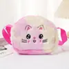 Nova Bolsa Transversal de Pelúcia Infantil Bolsa de Ombro Fofa com Gato Bordado Grande Capacidade Criativa Semicircular Porta-Moedas