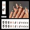 Xadrez branco leitoso fofo divertido grade nicho manicure europeia e americana oval unha postiça acabada usar unha lote misto