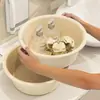 Dormitorio de Estudiantes Engrosado Lavandería Lavado de Cara Lavapiés Hogar Cocina Palangana Grande para Verduras Estilo Crema Lavabo de Plástico