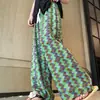 Calça Wide Leg de Algodão e Seda para Mulheres, Emagrecimento, Fina, Adequada para Usar em Casa e ao Ar Livre, Calça Wide Leg Casual Solta, Cintura Alta, Versátil, Efeito de Caimento de Verão