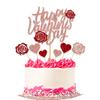 Decoração de cartão de bolo de aniversário decoração inserir ins decoração de sobremesa Dia dos Namorados flor de ouro rosa plug-in produto acabado