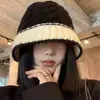 Estilo japonês simples cor combinando chapéu de pescador das mulheres outono e inverno estilo coreano versátil chapéu de lã preta rosto olhando pequeno chapéu de malha moda