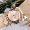 2024 Nueva Moda Estudiante Reloj Pequeño Redondo Esfera Incrustado de Diamantes Moda Reloj de Banda de Acero Simple Elegante Cuarzo Reloj de Mujer