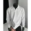 Sudadera tipo polo con cuello en V estilo americano para hombre, camiseta de manga larga con retazos resistentes para otoño, tacto vintage, chaqueta holgada