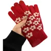 Luvas de tricô vermelhas de cinco dedos para todas as ocasiões, femininas, outono e inverno, estilo coreano, grossas, quentes, para andar de bicicleta, escrever, tela sensível ao toque, luvas de lã