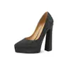 Tacones Altos Gruesos de Lentejuelas Cortos de 14 cm para Mujer 2026 Comercio Exterior Zapatos de Salón de Punta Fina Impermeables con Plataforma Zapatos de Fiesta