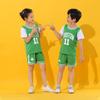 Conjunto de basquete infantil de manga curta de secagem rápida de duas peças falsas para crianças e alunos do ensino fundamental, roupa de treino para desempenho, atacado