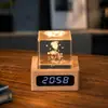 Luz Noturna de Cristal para Relógio Cubo de Nuvem Ornamento de Mesa Luminária de Cabeceira Árvore de Cristal Presente de Natal para Meninas Transfronteiriço