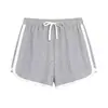 Pantalones Cortos Deportivos de Color Bloqueado de Cintura Alta Elástica con Cordón Estilo Coreano Talla Grande Sueltos Adelgazantes Casuales 63988
