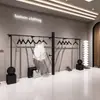 Estante de Exhibición para Tienda de Ropa Montado en Pared Perchero Grueso Negro Mate Estante Especial para Tienda de Ropa de Mujer Estante de Exhibición de Pie