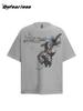 Camiseta de Manga Corta Retro Rockera Americana Verano Hombres y Mujeres Marca de Tendencia Holgada Vintage Nicho Pareja Top
