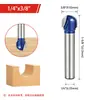 Juego de brocas para router de carpintería de fondo redondo, plateado azul brillante, ranurado en arco, vástago de 1/4 de pulgada, para tallado y carpintería