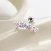 Clavos para Hueso de Oreja Geométricos Curvos Dulces y Exquisitos Micro-Pavimentados con Circonita Hensen Pendientes de Piercing Elegantes de Alta Gama para Chicas