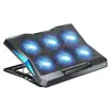Enfriador de laptop con altura y velocidad ajustables, soporte para computadora con seis ventiladores y refrigeración por aire silenciosa