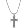Cadena Hueso de Serpiente Redonda Hip-Hop Europeo y Americano Colgante de Cruz con Diamante Collar Largo Nicho para Hombres y Mujeres Collar con Letra Cadena para Suéter