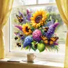 Adesivo de Janela Floral Girassol Borboleta Xino Jdt-A657 Adesivo Eletrostático Removível para Vidro para Sala de Estar, Quarto, Banheiro