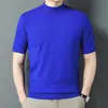 Camiseta Masculina de Malha Imitando Lã com Gola Meia-Alta de Manga Curta para Primavera/Outono 2026 Camada Base Versátil Casual para Negócios