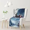 Manta Estampada Patrón de Oficina Cuatro Estaciones Papá Noel Multifuncional Casual Manta de Franela Manta para Siesta