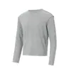 T1356 High Street Estilo Americano Unisex Tela Elástica Color Sólido Diseño Estructurado Camiseta Base Camiseta de Manga Larga para Hombre Streetwear