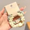 Elástico de Cabelo de Flor de Tricô Infantil para Meninas com Cabeça de Bola, Scrunchie Intestino Grosso, Elástico de Cabelo para Rabo de Cavalo Estilo Floresta, Acessórios de Cabelo Doces para Meninas