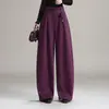 Moda Nova Primavera e Outono 2026 Cor Sólida Versátil Casual Calça Curva Feminina Estilo Coreano Tendência Cintura Alta Perna Larga