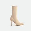 Botas Femininas Novas Slim Feitas Sob Medida para Outono e Inverno, Botas Curtas de Salto Alto, Botas de Tricô Single para Primavera e Outono, Botas Meia-Calça Femininas Bico Fino com Saltos Finos