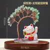 Grava de Cristal Natural Gato de la Suerte Árbol de Cristal Pieza de Ágata Base Árbol Cola de Fénix Adornos para Hogar Oficina Coche Venta al por Mayor