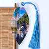 Marcador de página estilo chino con nervaduras de hoja, marcador de página Souvenir Turístico del Paisaje de Guilin, Pueblo Acuático de Jiangnan para Enviar a Amigos, Pequeños Regalos