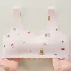 Sutiã Camiseta Fixo Estampado de Alça Larga Fino Sem Costura para Período de Desenvolvimento, Sem Aro, Confortável para Meninas Jovens
