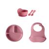 Conjunto de Pratos de Jantar Infantil de Cinco Peças, Resistente a Quedas, Tigela de Comida Dividida para Bebês, Conjunto de Louça de Silicone, Resistente a Altas Temperaturas