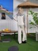 Suéter Jacquard Europeo y Americano Transfronterizo 2025 Otoño e Invierno Holgado Casual de Manga Larga Pantalones de Pierna Ancha Conjunto de Dos Piezas Tejido para Mujer