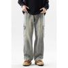 Pantalones vaqueros con letras personalizadas de estilo Hong Kong para hombre, de verano 2024, estilo hip-hop, modernos y de calle.