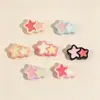 Acessório de resina em forma de estrela de cinco pontas de macaron de desenho animado, grampo de cabelo DIY com cola cremosa, acessório de cabelo, capa de celular, ímã de geladeira, chaveiro