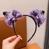 Diadema para niña con lazo de malla Kulomi de dibujos animados, accesorios para el cabello para niña, tocado morado de súper hada