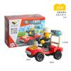 Bloques de construcción de partículas pequeñas para ensamblaje infantil transfronterizo, proyecto de ensamblaje de rompecabezas para jardín de niños, coche de policía de bomberos, juguetes de caja pequeña al por mayor