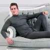 Traje de ropa interior para hombre de otoño e invierno, cuello redondo medio alto, para mediana edad y ancianos, delgado, cálido, ropa de otoño, pantalones largos, suéter