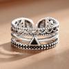 Anillo retro grueso plateado antiguo de Tiktok Kuaishou moda personalidad simple dedo índice hombres y mujeres anillo de plata antigua