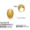 Conjunto de Anéis Personalizados com Design Exagerado Estilo Europeu e Americano em Formato de Croissant, Aço Inoxidável Banhado com Ouro Real 18K, Joia de Mão Simples e Fashion