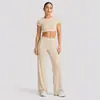 Conjunto Esportivo de Manga Curta com Costas Nuas Transfronteiriço para Mulheres com Bojos Top Fitness Roupa Esportiva ao Ar Livre Roupa de Yoga