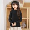 Suéter Novo de Outono e Inverno para Meninas com Gola Alta Falsa e Franjas nas Orelhas Camisa Base Grossa de Manga-Orelha Grande para Crianças