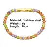 Pulsera de acero inoxidable de moda transfronteriza con retención de color, hebilla de diamante blanco y diamante de color, pulsera de hebilla de joyería exquisita chapada en oro de 18k con circonita