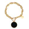 Joyería transfronteriza de Europa y Estados Unidos geométrica cadena gruesa otbuckle pulsera redonda de nácar blanco y negro para mujer ins simple personalidad adornos de mano