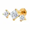 Aretes de aleación de titanio F136 para mujer, joyería para perforación corporal de circón cuadrado transfronteriza, pircings de labio, pircings de lengua, en stock al por mayor