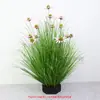 Pilha de palha decoração de flores artificiais decoração de sala de estar grama de cebola planta falsa flor em vaso planta verde flor falsa pinha crisântemo