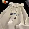 Sudadera con capucha retro americana para hombre y mujer, otoño e invierno, terciopelo estampado, marca de moda, holgada, oversize, chaqueta, top, tendencia