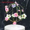 Hermosa Niña Hada Hada de las Flores Adornos Casa de Flores Bola de Hierro Forjado Alas Enchufables Corazón Fiesta de Cumpleaños Pastel Vestir